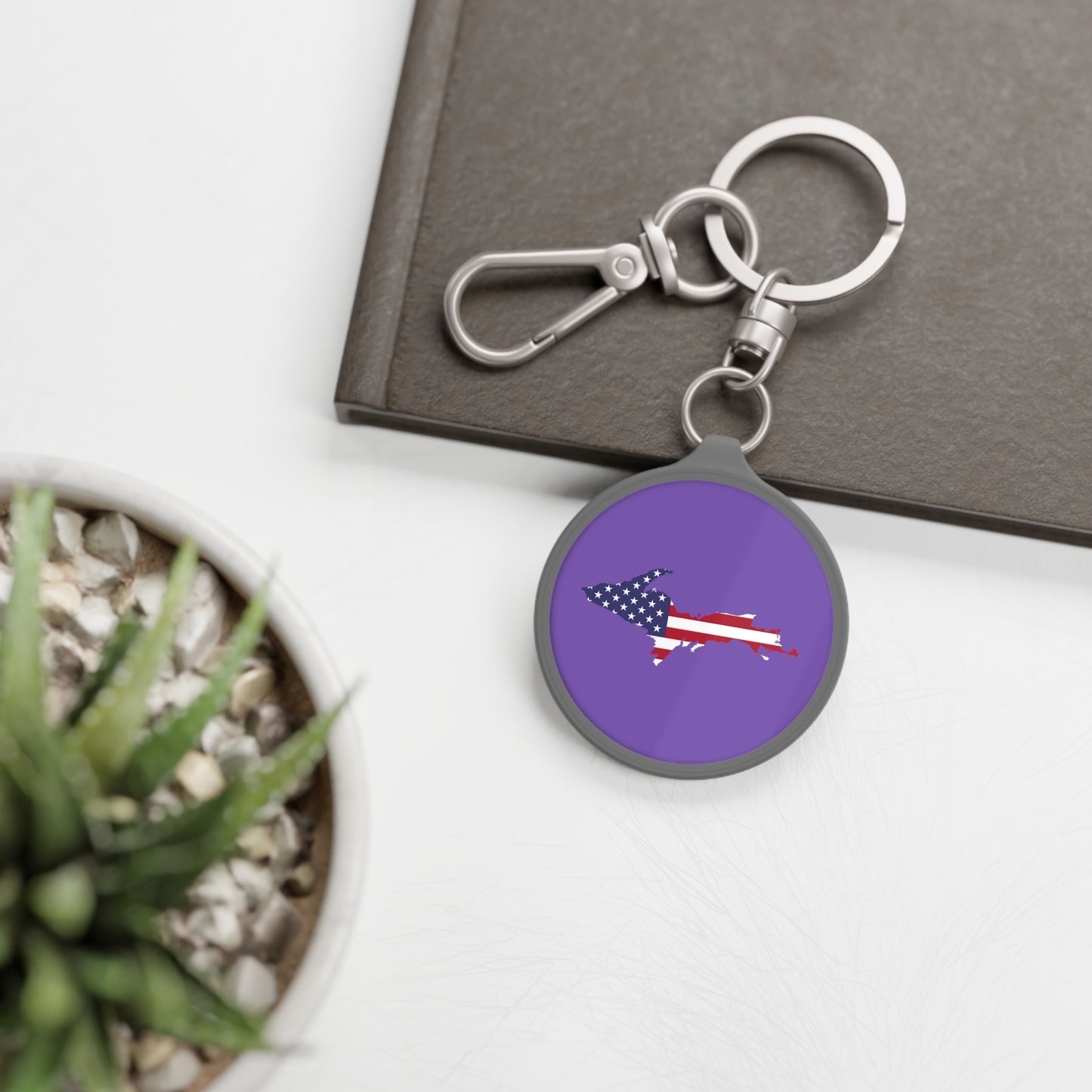 Michigan Upper Peninsula Keyring (w/ UP USA Flag) | Lavender