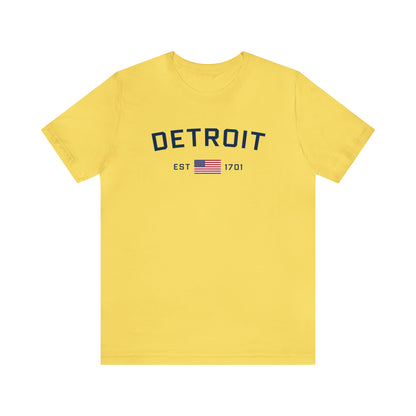 'Detroit EST 1701' T-Shirt (w/ USA Flag Outline) | Unisex Standard Fit