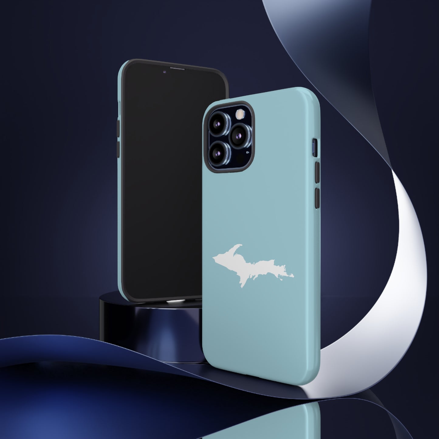 Michigan Upper Peninsula Tough Phone Case ('58 Caddie Blue w/ UP Outline) | Apple iPhone