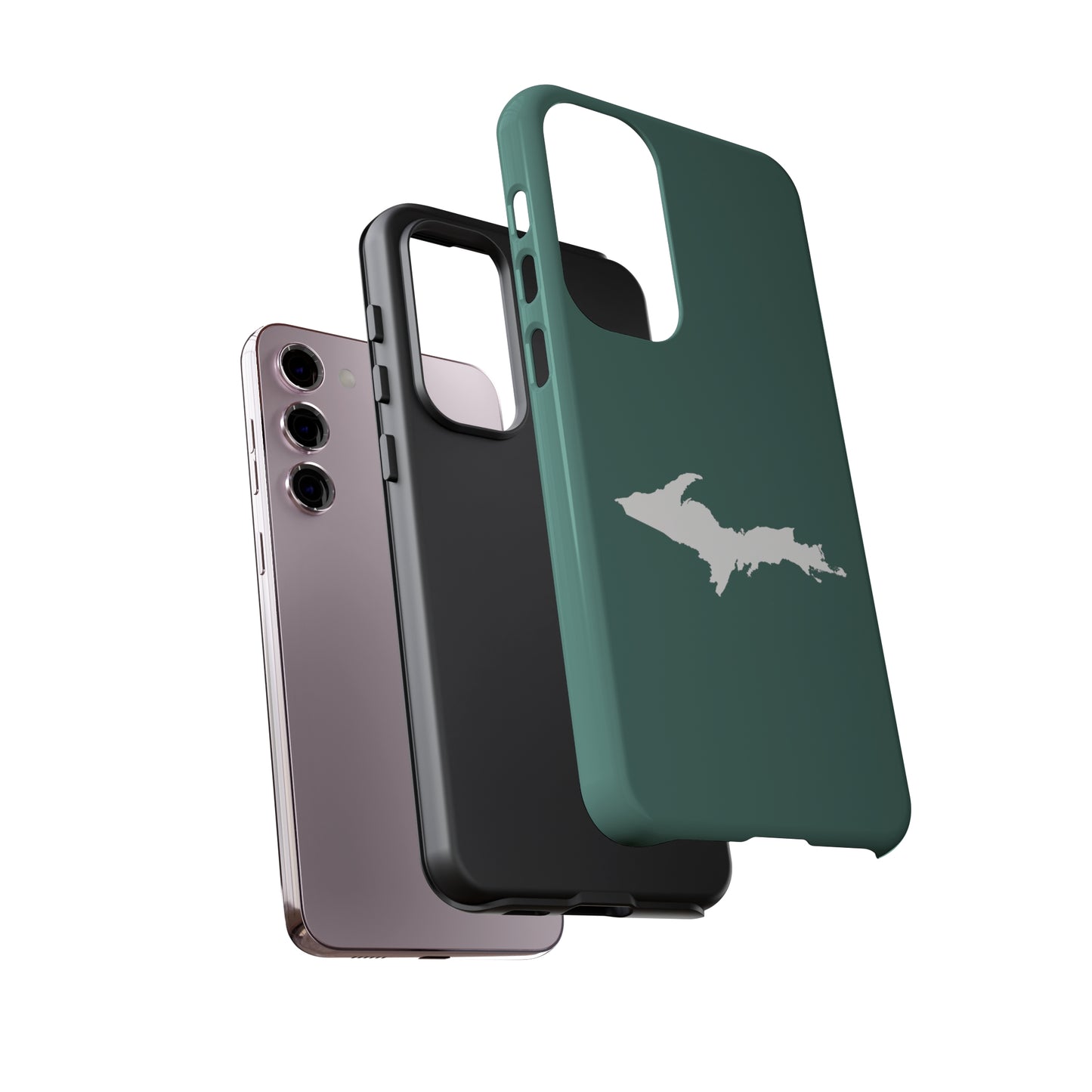 Michigan Upper Peninsula Tough Phone Case (Copper Green w/ UP Outline) | Samsung & Pixel Android