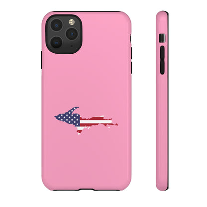 Michigan Upper Peninsula Tough Phone Case ('67 Caddie Pink w/ UP USA Flag Outline) | Apple iPhone