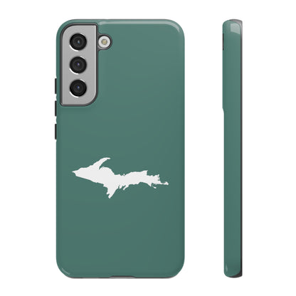 Michigan Upper Peninsula Tough Phone Case (Copper Green w/ UP Outline) | Samsung & Pixel Android