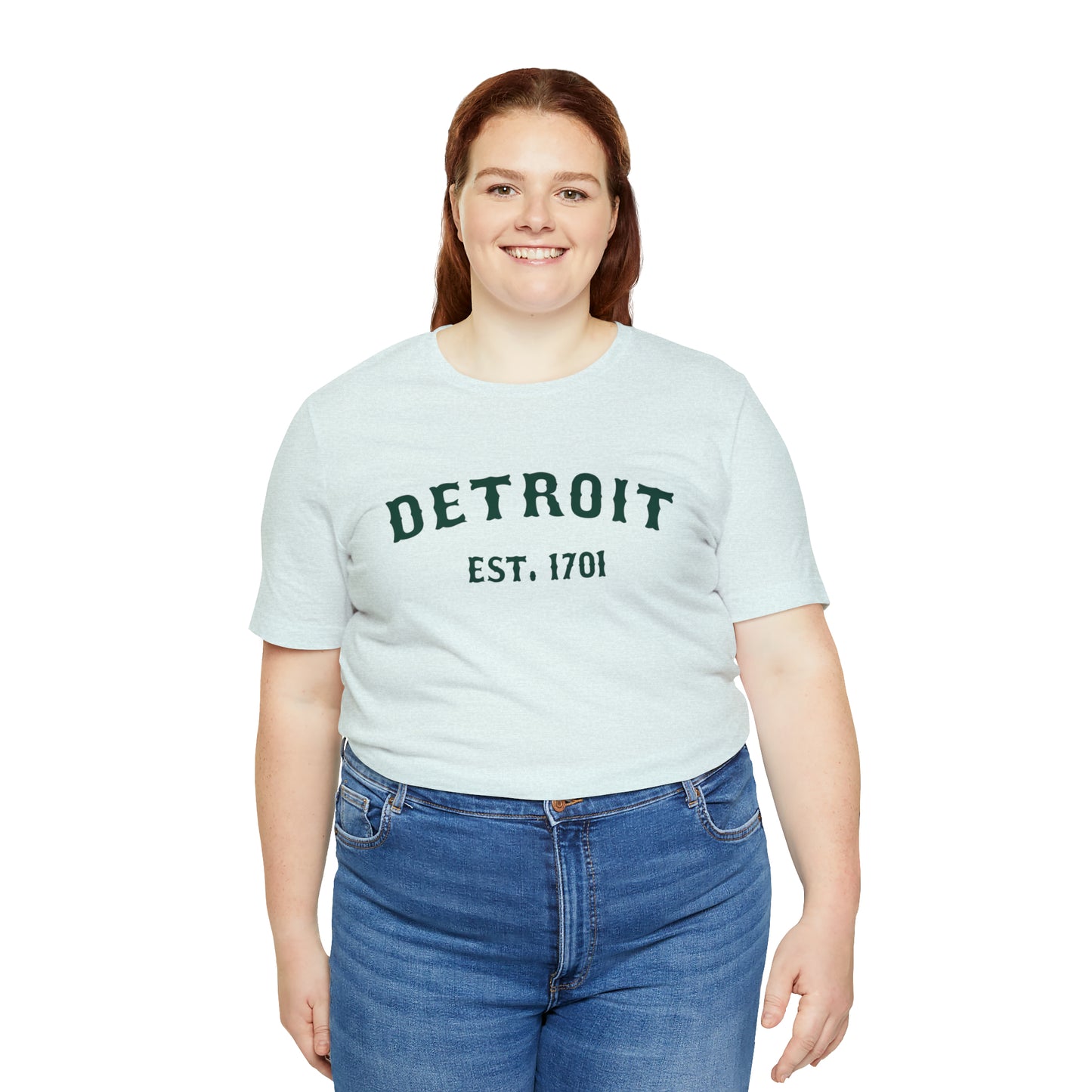 'Detroit EST. 1701' T-Shirt (Laconic Green Ballpark Font) | Unisex Standard