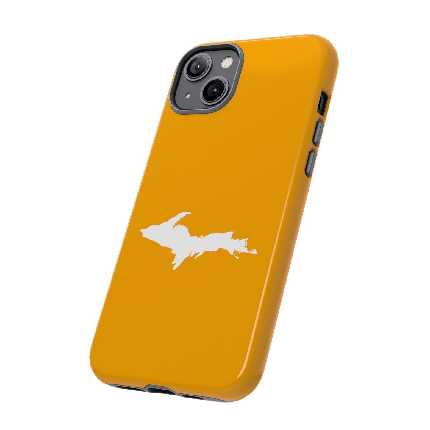 Michigan Upper Peninsula Tough Phone Case (Autumn Birch Leaf Color w/ UP Outline) | Apple iPhone