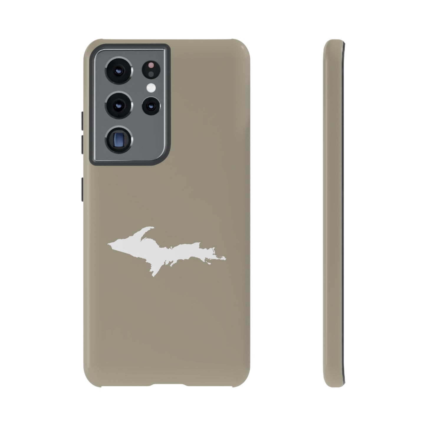 Michigan Upper Peninsula Tough Phone Case (Petoskey Stone Beige w/ UP Outline) | Samsung & Pixel Android