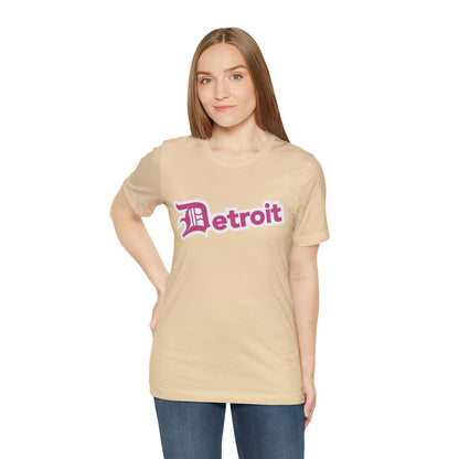 'Detroit' T-Shirt (Apple Blossom Pink w/ Old English 'D') | Unisex Standard