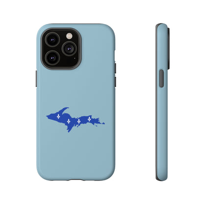 Michigan Upper Peninsula Tough Phone Case (Opal Blue w/ UP Quebec Flag Outline) | Apple iPhone