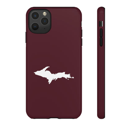 Michigan Upper Peninsula Tough Phone Case (Old Mission Burgundy w/ UP Outline) | Apple iPhone