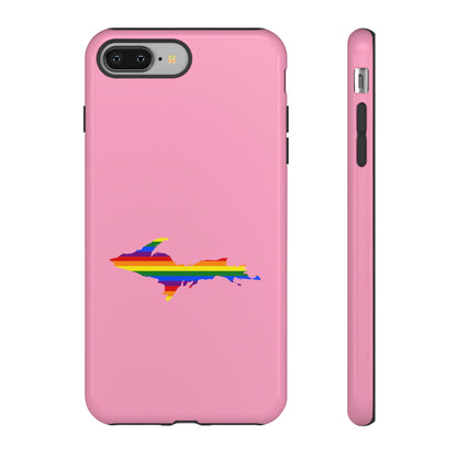 Michigan Upper Peninsula Tough Phone Case ('67 Pink Caddie w/ UP Pride Flag Outline) | Apple iPhone