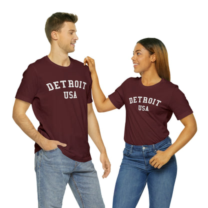 'Detroit USA' T-Shirt (Collegiate Font) | Unisex Standard