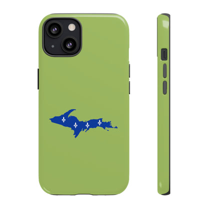 Michigan Upper Peninsula Tough Phone Case (Gooseberry Green w/ UP Quebec Flag Outline) | Apple iPhone