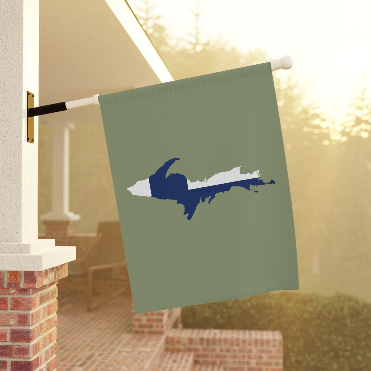 Michigan Upper Peninsula Home & Garden Flag (w/ UP Finland Flag) | Beachgrass Green