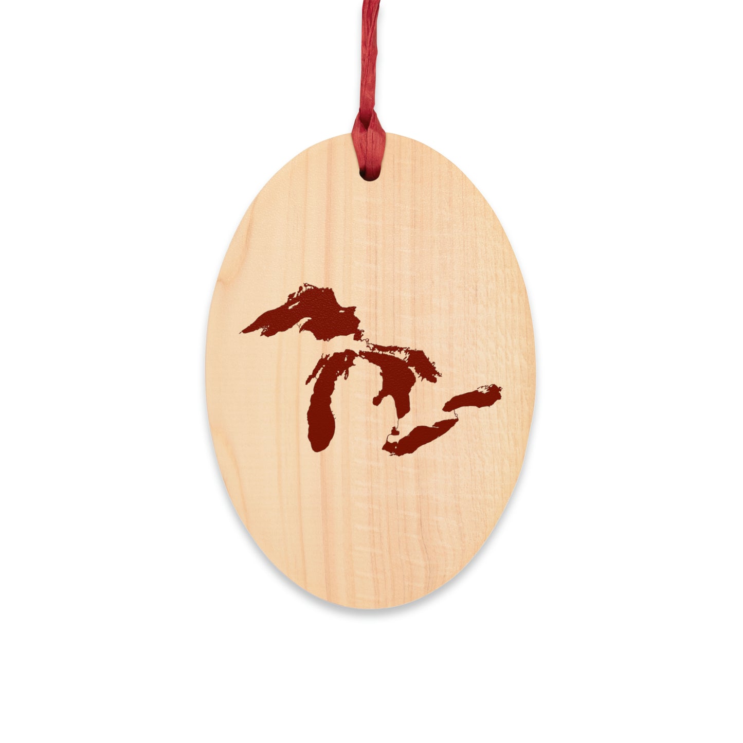 Great Lakes Christmas Ornament | Wooden - Cherryland Red