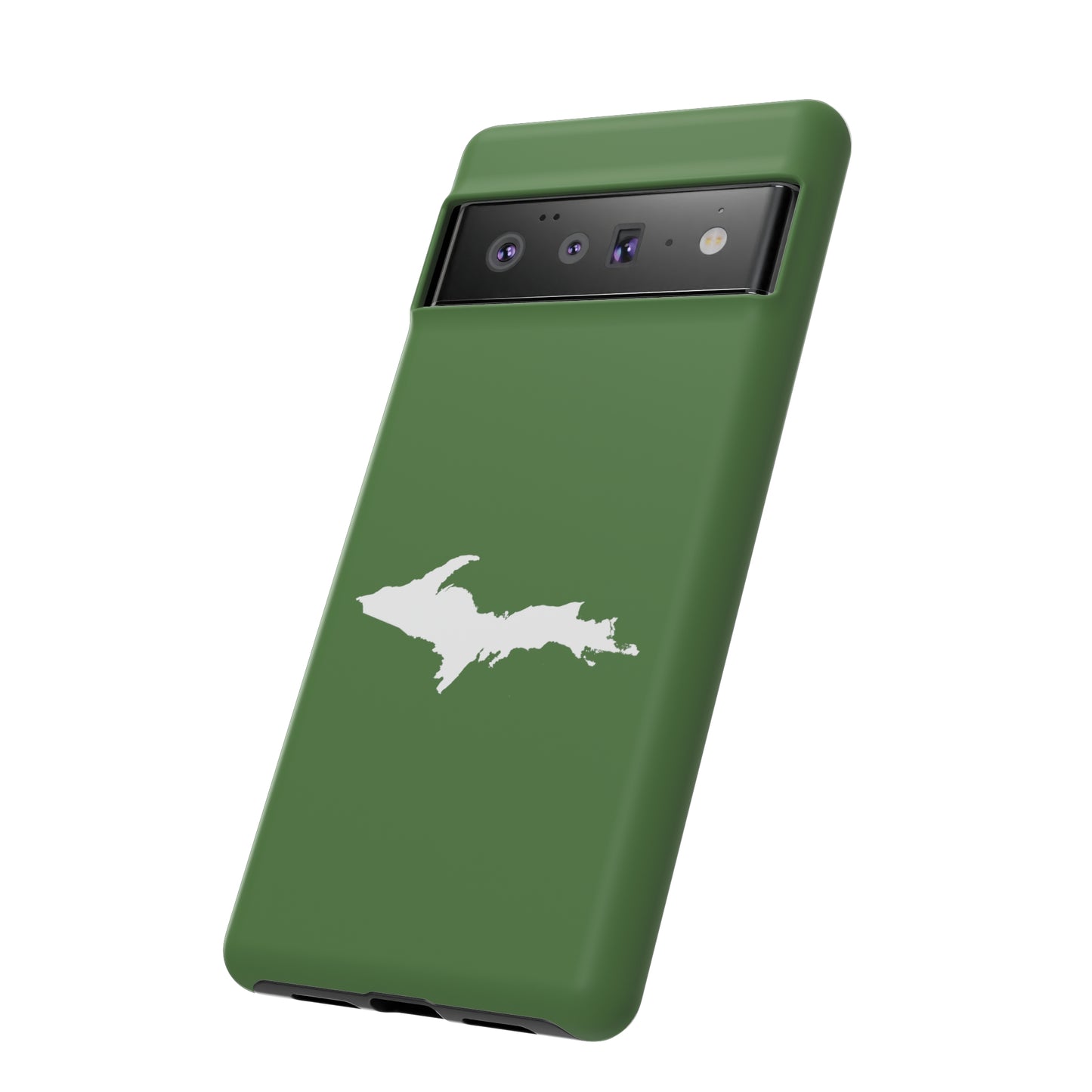 Michigan Upper Peninsula Tough Phone Case (Pine Green w/ UP Outline) | Samsung & Pixel Android