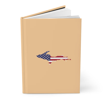 Michigan Upper Peninsula Hardcover Journal (w/ UP USA Flag) | Ruled - Pale Apricot