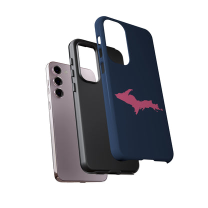 Michigan Upper Peninsula Tough Phone Case (Navy w/ Pink UP Outline) | Samsung & Pixel Android