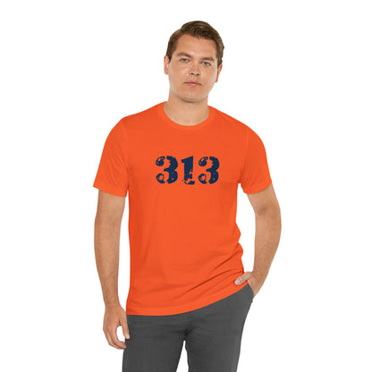 Detroit '313' T-Shirt (Distressed Stencil Font) | Unisex Standard Fit