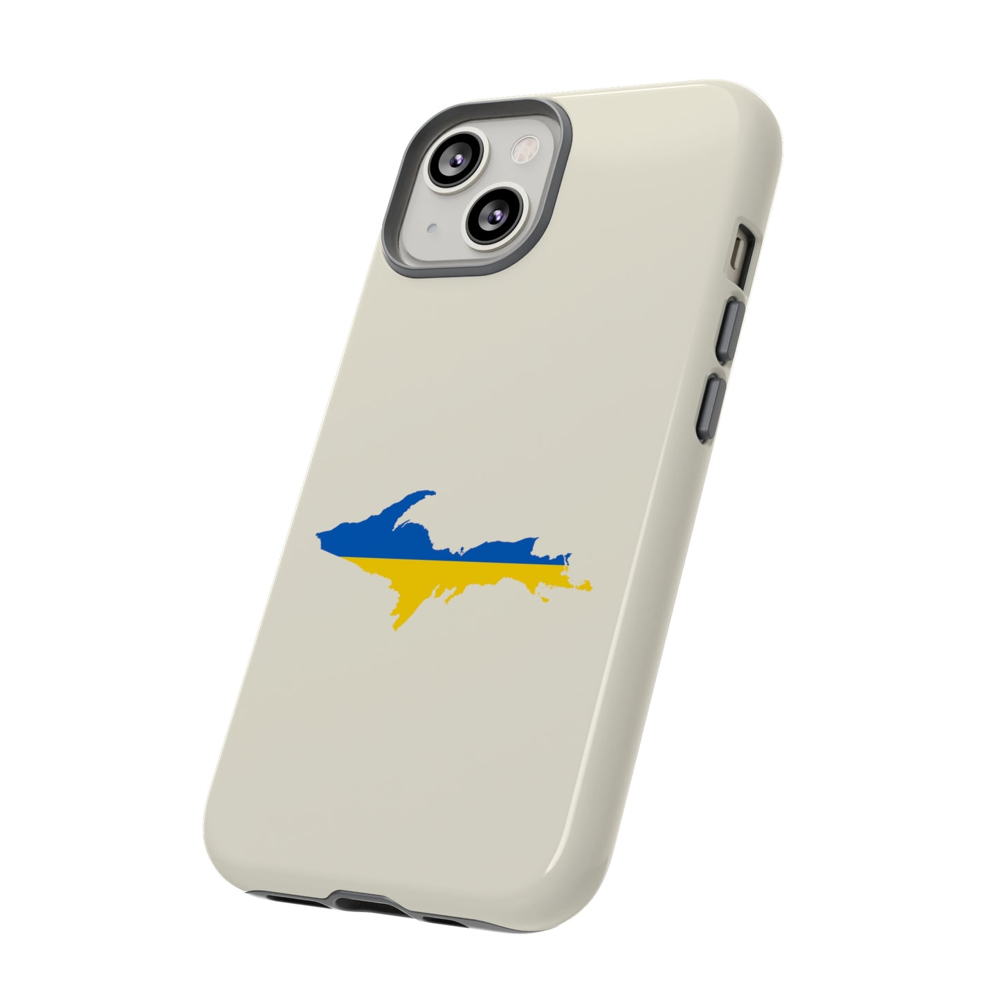 Michigan Upper Peninsula Tough Phone Case (Ivory Color w/ UP Ukraine Flag Outline) | Apple iPhone