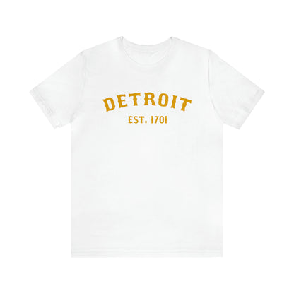 'Detroit EST. 1701' T-Shirt (Gold Ballpark Font) | Unisex Standard