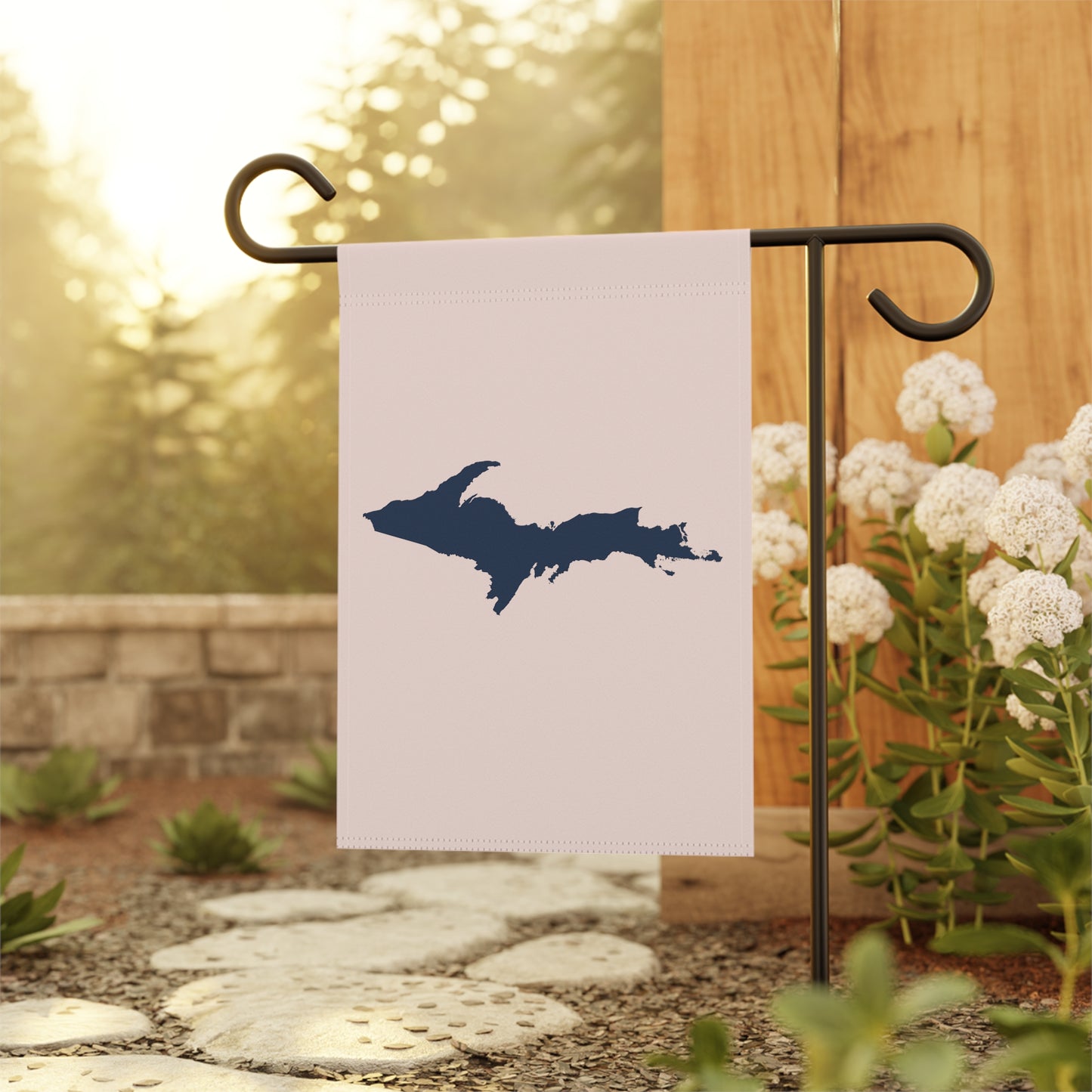 Michigan Upper Peninsula Home & Garden Flag (w/ UP Outline) | Champagne Pink