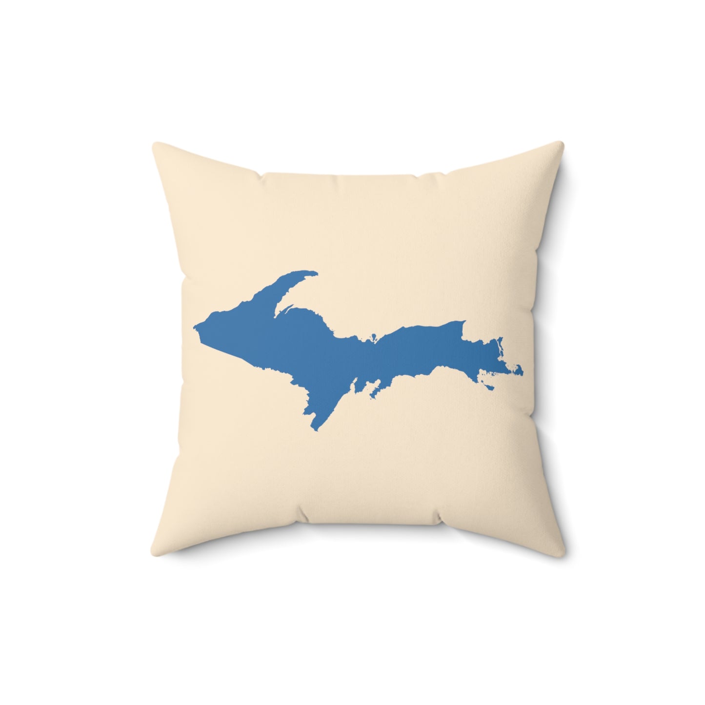 Michigan Upper Peninsula Accent Pillow (w/ UP Outline) | Champagne White