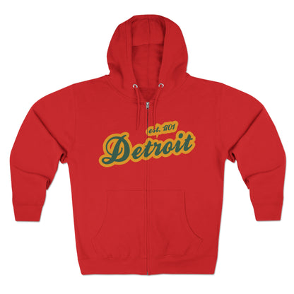 'Detroit EST 1701' Hoodie (Ginger Ale Green Script Font) | Unisex Full Zip