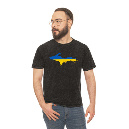 Michigan Upper Peninsula T-Shirt (w/ UP Ukraine Flag) | Unisex Mineral Wash