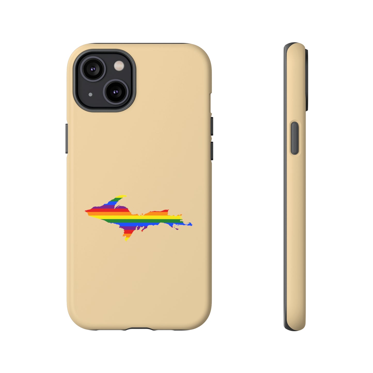 Michigan Upper Peninsula Tough Phone Case (Maple Color w/ UP Pride Flag Outline) | Apple iPhone