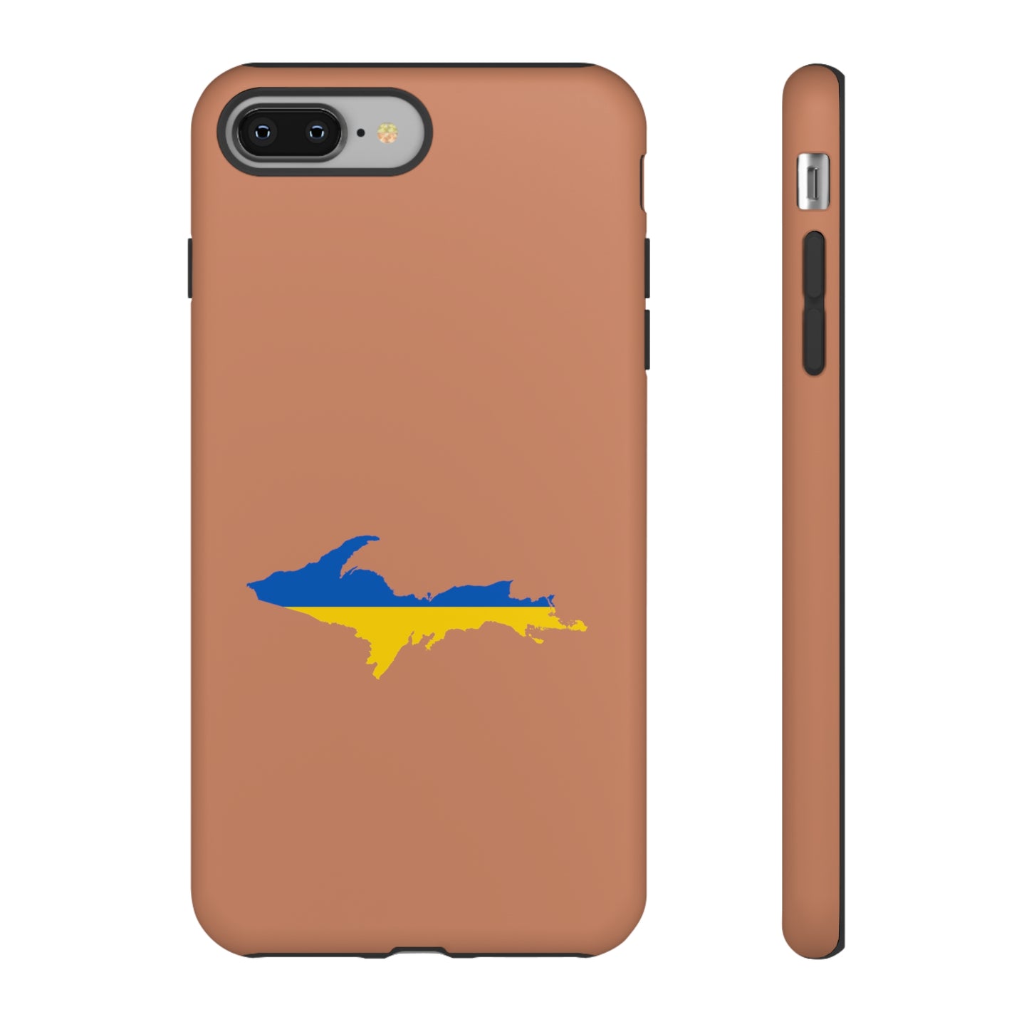 Michigan Upper Peninsula Tough Phone Case (Copper Color w/ UP Ukraine Flag Outline) | Apple iPhone