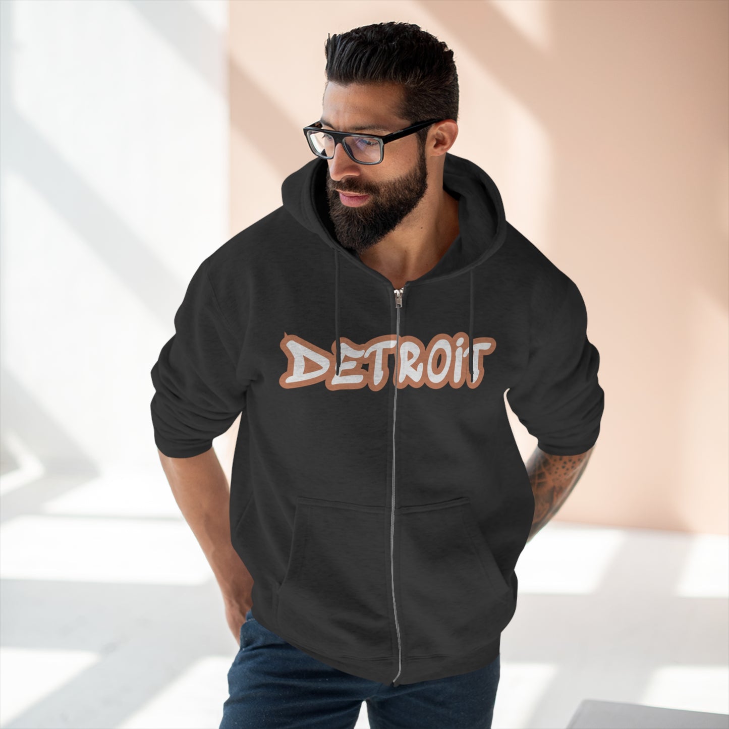 'Detroit' Hoodie (Copper Tag Font) | Unisex Full Zip