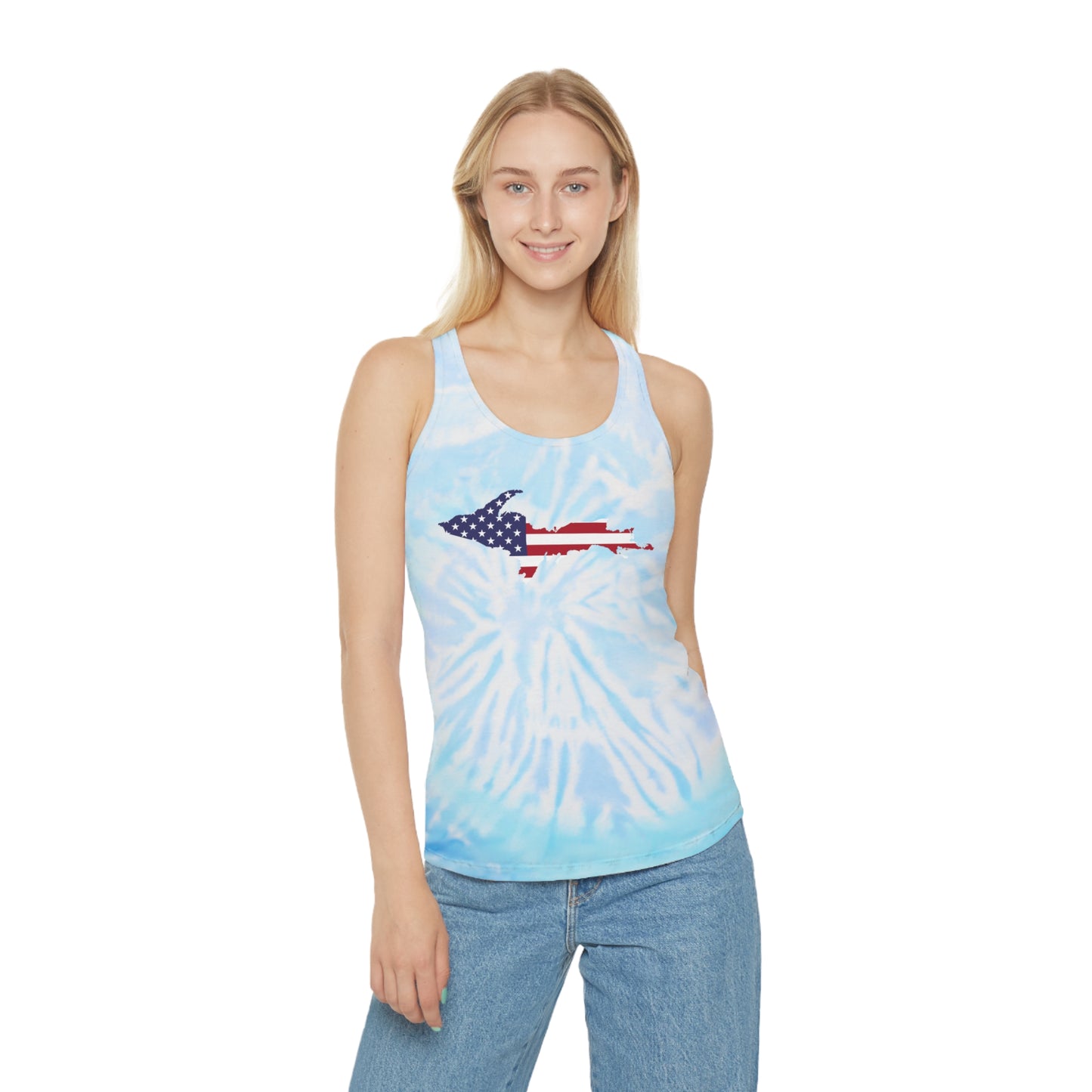 Michigan Upper Peninsula Tank Top (w/ UP USA Flag) | Tie-Dye Racerback