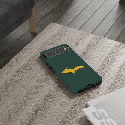 Michigan Upper Peninsula Tough Phone Case (Green w/ Gold UP Outline) | Samsung & Pixel Android