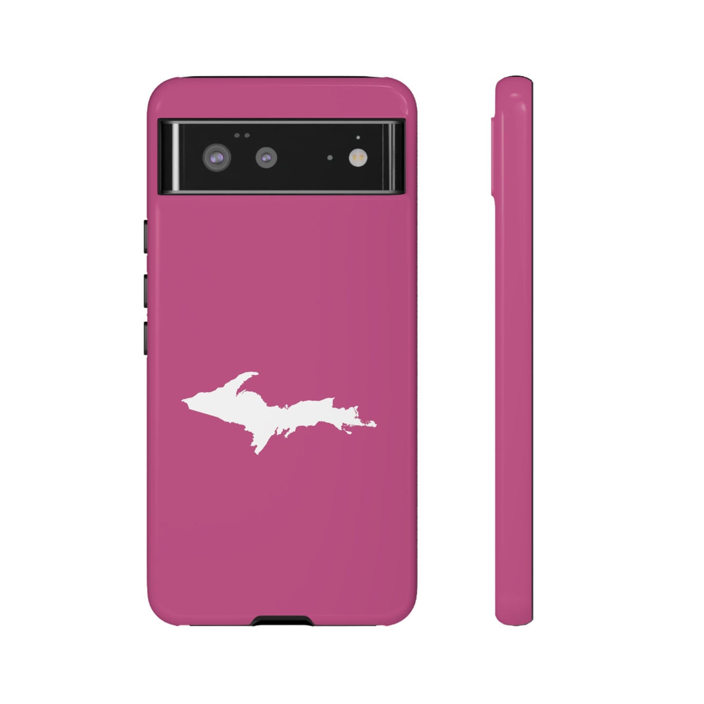 Michigan Upper Peninsula Tough Phone Case (Apple Blossom Pink w/ UP Outline) | Samsung & Pixel Android