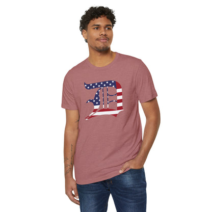 Detroit 'Old English D' T-Shirt (Patriotic Edition) | Unisex Recycled Organic