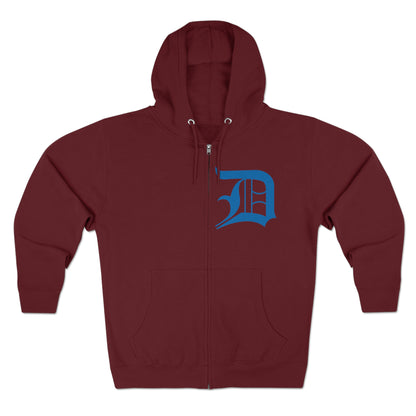 Detroit 'Old English D' Hoodie (Azure) | Unisex Full Zip