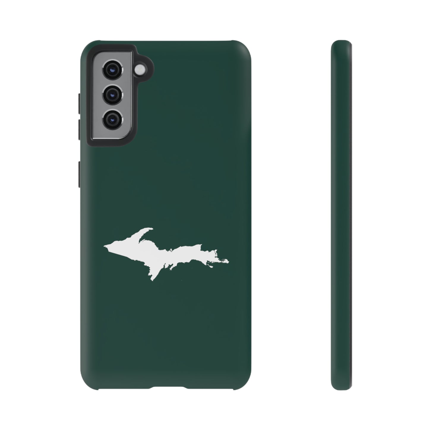 Michigan Upper Peninsula Tough Phone Case (Green w/ White UP Outline) | Samsung & Pixel Android