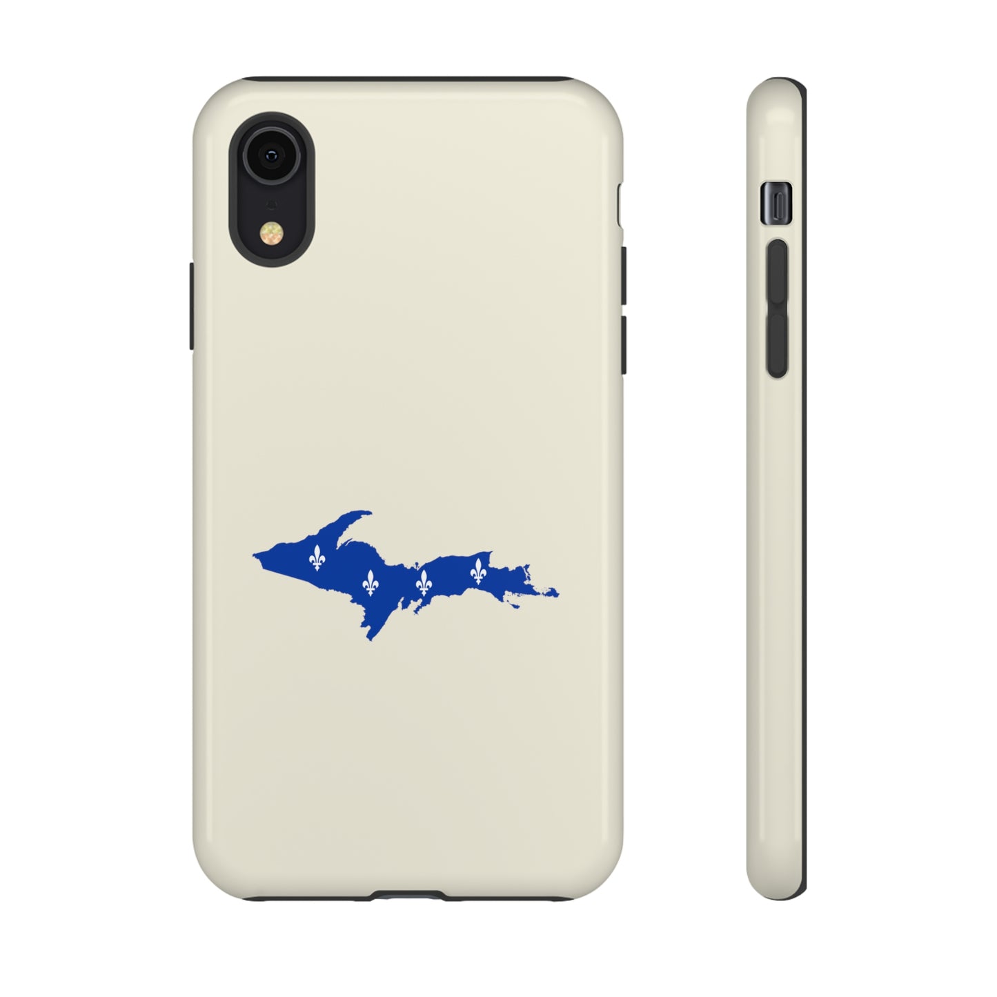 Michigan Upper Peninsula Tough Phone Case (Ivory White w/ UP Quebec Flag Outline) | Apple iPhone