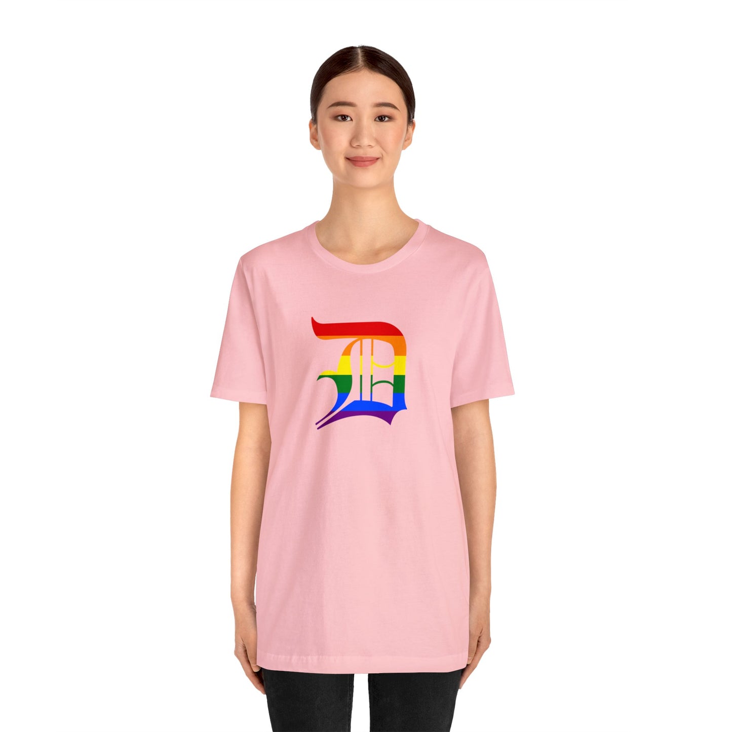 Detroit 'Old English D' T-Shirt (Rainbow Pride Edition) | Unisex Standard