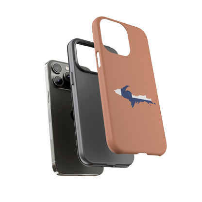 Michigan Upper Peninsula Tough Phone Case (Copper Color w/ UP Finland Flag Outline) | Apple iPhone