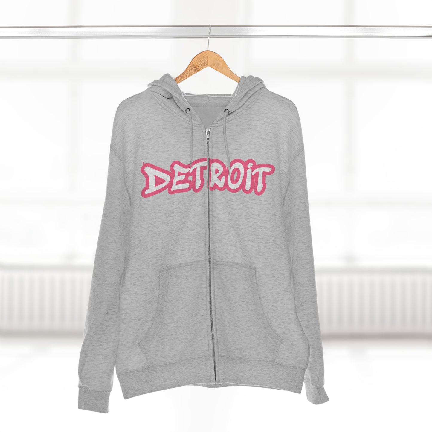 'Detroit' Hoodie (Rhodochrosite Pink Tag Font) | Unisex Full Zip