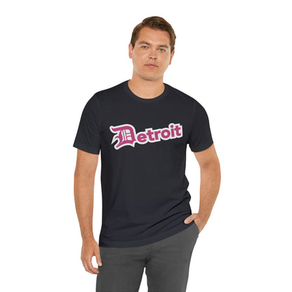 'Detroit' T-Shirt (Apple Blossom Pink w/ Old English 'D') | Unisex Standard