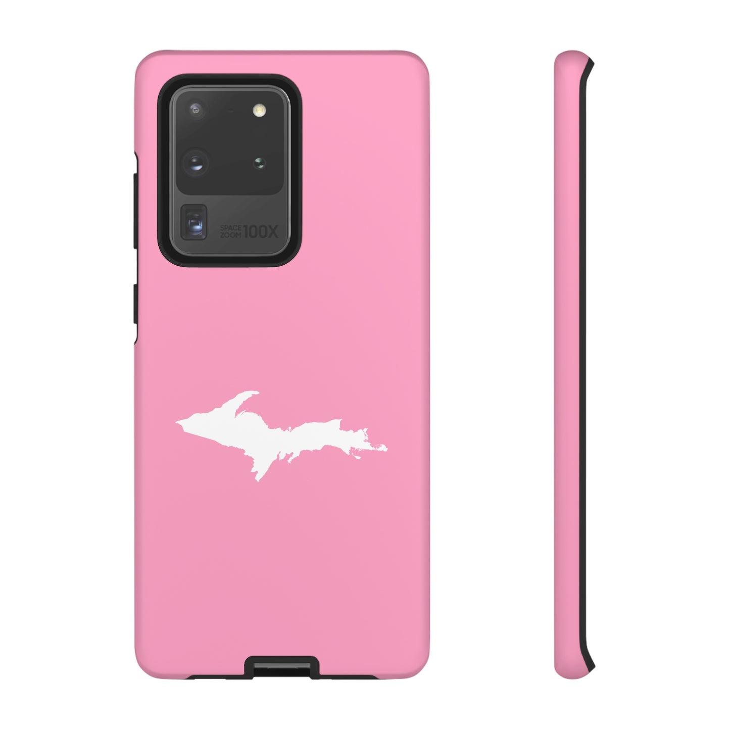 Michigan Upper Peninsula Tough Phone Case ('67 Caddie Pink w/ UP Outline) | Samsung & Pixel Android