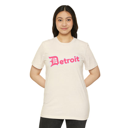 Detroit' T-Shirt (Rhodochrosite Pink Old English 'D') | Unisex Recycled Organic