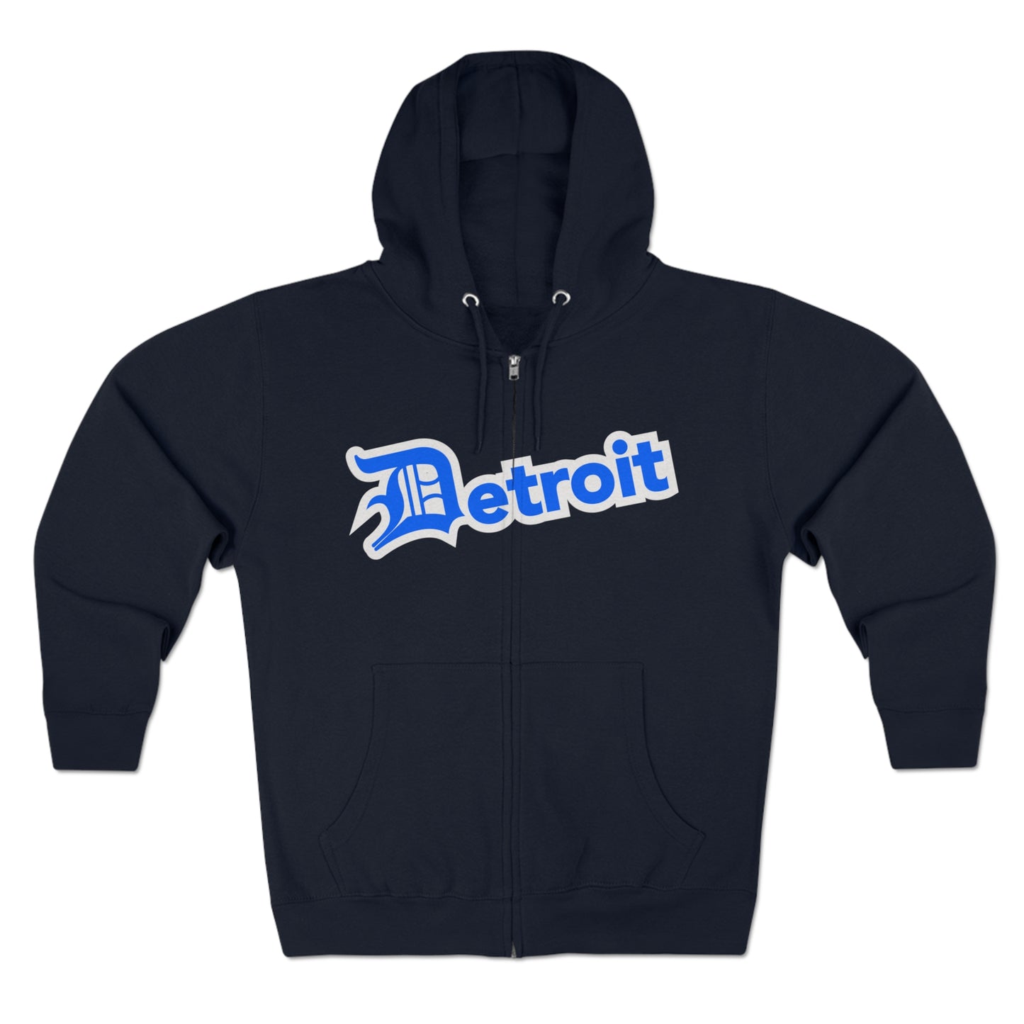 'Detroit' Hoodie (Motor Town Blue w/ Old English 'D') | Unisex Full Zip