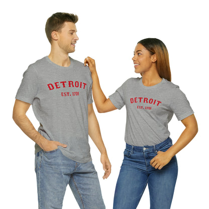 'Detroit EST. 1701' T-Shirt (Aliform Red Ballpark Font) | Unisex Standard