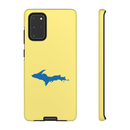 Michigan Upper Peninsula Tough Phone Case (Yellow Cherry w/ Azure UP Outline) | Samsung & Pixel Android