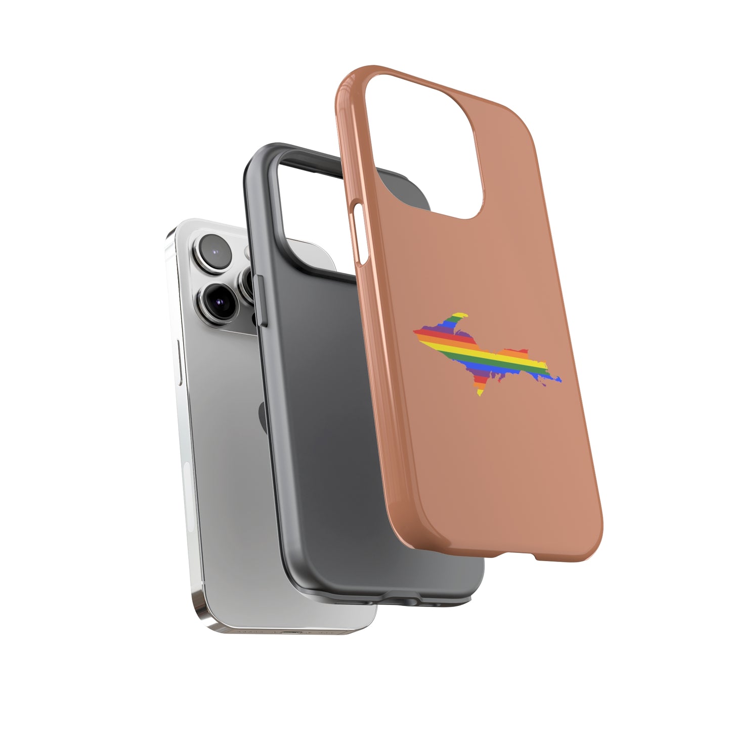 Michigan Upper Peninsula Tough Phone Case (Copper Color w/ UP Pride Flag Outline) | Apple iPhone