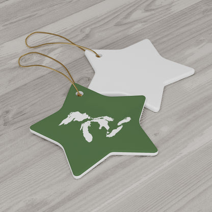 Great Lakes Christmas Ornament (Pine Green) | Ceramic - 4 Shapes