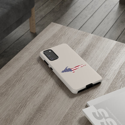 Michigan Upper Peninsula Tough Phone Case (Canvas Color w/ UP USA Flag Outline) | Samsung & Pixel Android