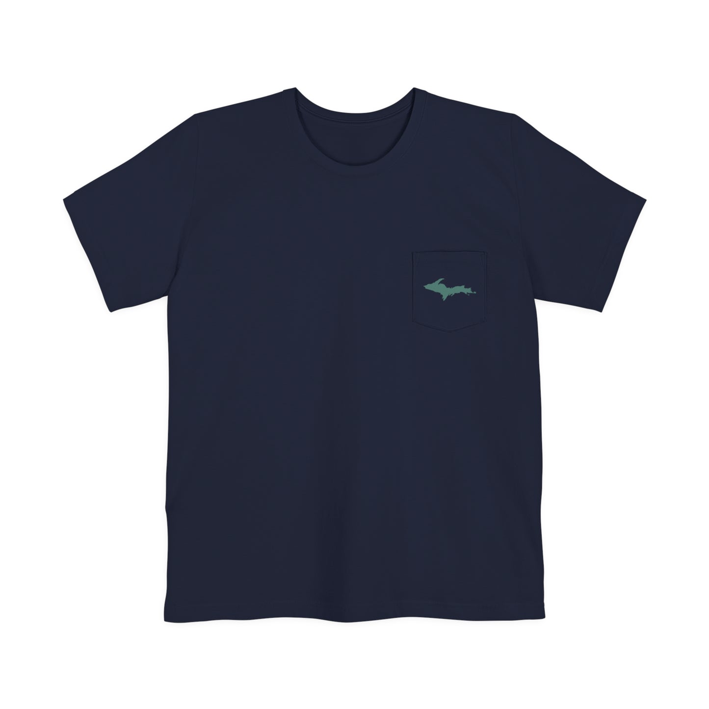 Michigan Upper Peninsula Pocket T-Shirt (w/ Copper Green UP Outline) | Unisex Standard